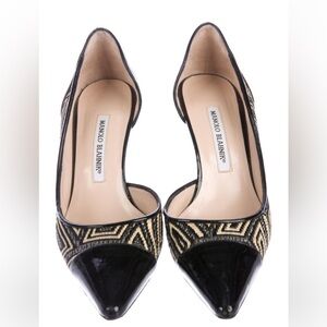 Manolo Blahnik Printed Semi d’Orsay Pumps; Size 8.5